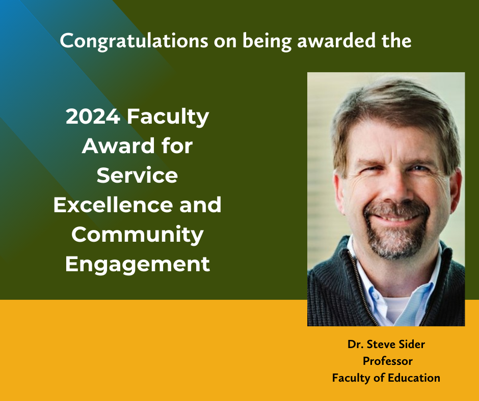 Congratulations to Steve Sider- Recipient of Laurier's Faculty Award for Service Excellence and Community Engagement