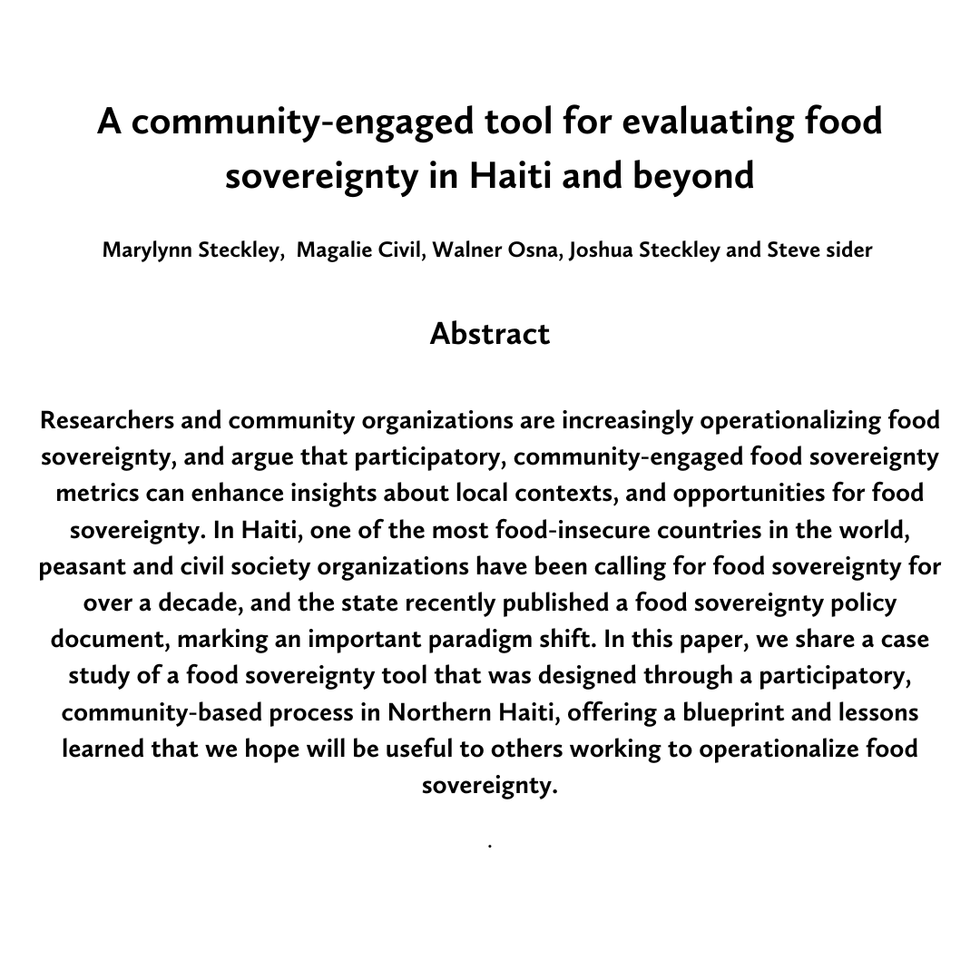 New publication by Dr. Steve Sider in Agroecology and Sustainable Food Systems