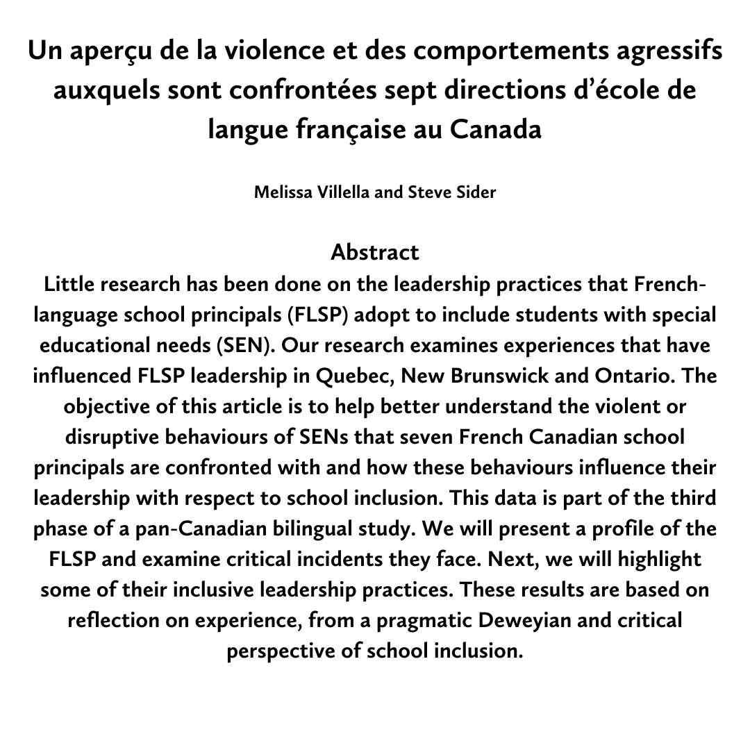 New publication by Dr. Steve Sider in Canadian Journal of Educational Administration and Policy