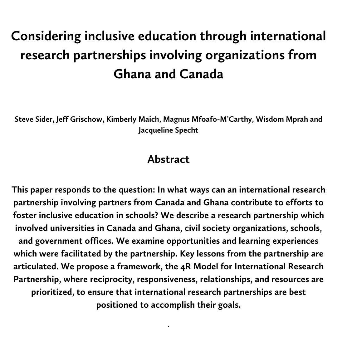 New publication by Drs. Steve Sider, Jeff Grischow and Magnus Mfoafo-M'Carthy
